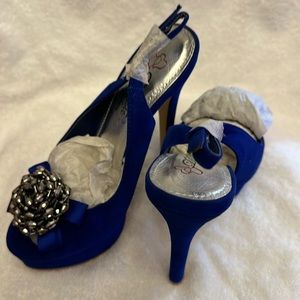 DbDk Fashion Blue 5.5” Open Toe Platform Heels Size 6.5
